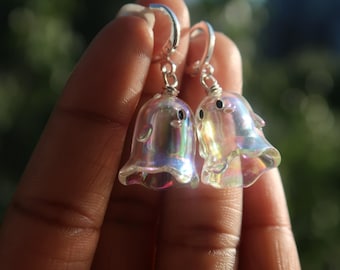 Pendientes de fantasma transparentes / Joyería de acero inoxidable para Halloween
