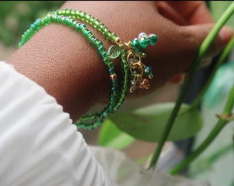 BVBBL / Conjunto de pulseras con dijes de hojas verdes / Pulsera con dijes de hojas / Pulseras con dijes / Pulseras de regalo
