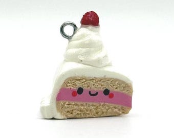 Mini Kawaii Strawberry Cake Slice Charm