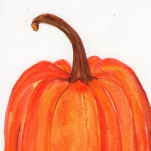Pumpkin Watercolor Painting 4x6 - Fall Halloween Thanksgiving Decor