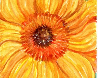 Original Sunflowers watercolor painting, sunflower decor 4 x 6,