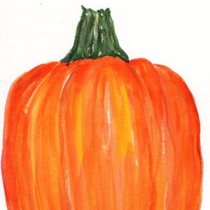 Original Pumpkin Watercolor Painting - 5x7 Harvest Decor | Thanksgiving, Fall, Autumn, Halloween Wall Art