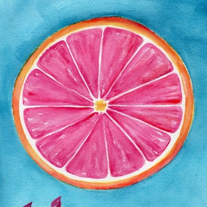 Original Grapefruit Watercolor Painting: 8x10 Fruit Kitchen Art