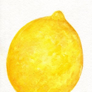 Original Lemon Watercolor Painting,  5x7 Kitchen Botanical Citrus Wall Art, Home decor, food painting