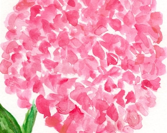 Pink Hydrangea watercolor  paintings original, floral artwork 4 x 6  flower art