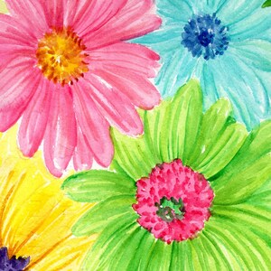 Gerbera Daisies Original Watercolor Painting 5 x 7 Flower Painting, Small Floral Wall Art image 5