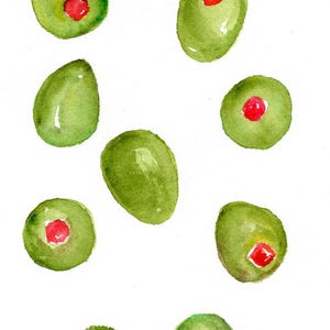 Olives watercolor painting original 4 x 6