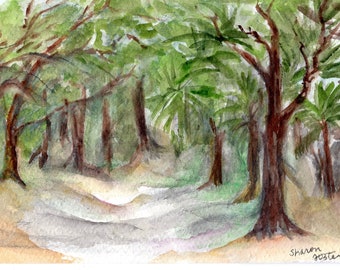 Fort Clinch State Park, Fernandina Beach, FL watercolor painting original 5 x 7