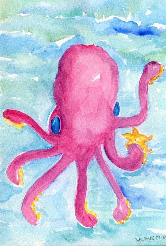 Feelyou Wandbild Ozean-Krake | 3-teilige Leinwand-Kunst (je 30,5x40,6 Cm) | Mit Holzrahmen & Aufhänger | Wasserfest | Für Wohnzimmer, Schlafzimmer, Büro