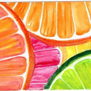 Original Citrus Watercolor Painting Grapefruit, Orange, Limes slices