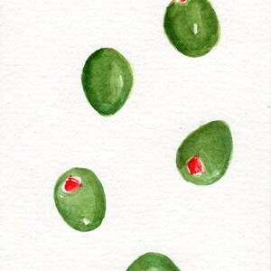 Olives watercolor painting original 4 x 6, image 1