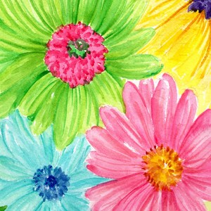 Gerbera Daisies Original Watercolor Painting 5 x 7 Flower Painting, Small Floral Wall Art image 3