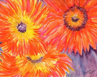 Sunflowers watercolor painting original, 12 x 9 sunflower decor floral, gift