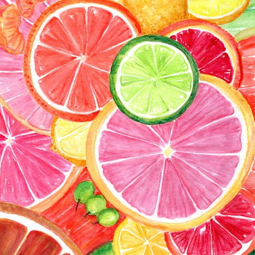 Citrus Watercolor Painting Original 8 X 10 Grapefruit Lemon - Etsy