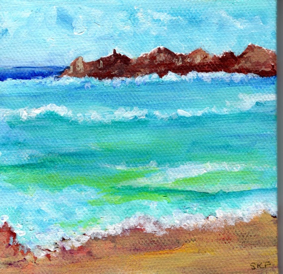 Mini Painting 4x4 Acrylic Painting Original Art Coastal Wall Art Small  Canvas Art Beach Decor Paintings on Canvas Ocean Wall Art 