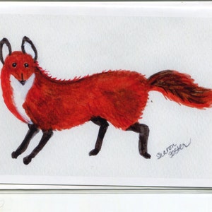 Fox greeting card, fox blank card, fox illustration card, fox art, blank card, animal card image 1