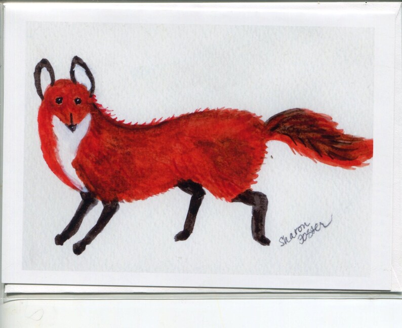 Fox greeting card, fox blank card, fox illustration card, fox art, blank card, animal card image 1