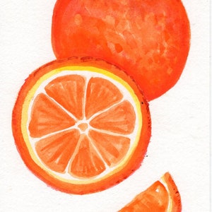 Oranges painting, Oranges Watercolors Paintings, Fruit Wall Art 4 x 6 Original Citrus wall art, home ,