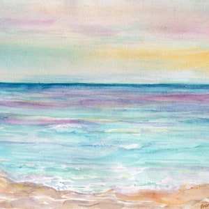 Sunset Pensacola Beach, FL  original watercolor  painting,  seascape painting, 8x10 ocean art, beach decor