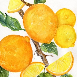 Original Watercolor Lemon Painting: Vibrant Citrus Fruit Botanical Art for Kitchen and Home Decor