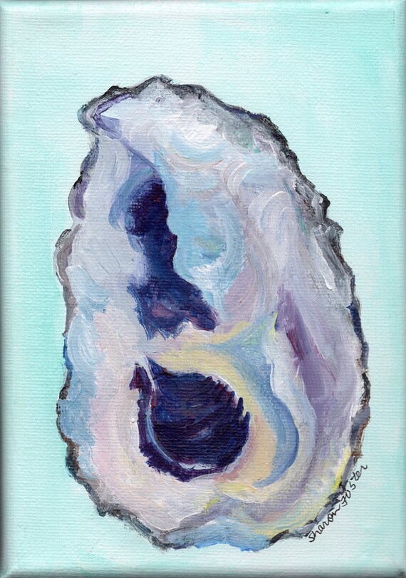 Oyster Painting Original Oyster Shell Art 5 X 7 Beach House Art Not A Print