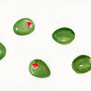 Olives watercolor painting original 4 x 6, image 2