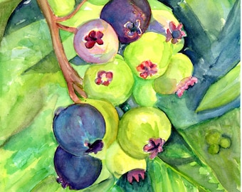 Beautiful Hand-Painted Blueberries Watercolor Painting - Original Artwork - 8 x 10