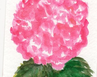 ACEO original Pink Hydrangea Watercolors Paintings, Hydrangea Art Card hydrangea painting, ACEO card, miniature painting,   2-1/2"x3-1/2"
