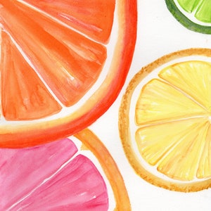 Vibrant Citrus Watercolor Painting: Lemon, Lime, Grapefruit Kitchen Art, 8x10 Original Fruit Artwork