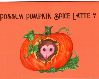 Possum Pumpkin Spice Latte?  Greeting card