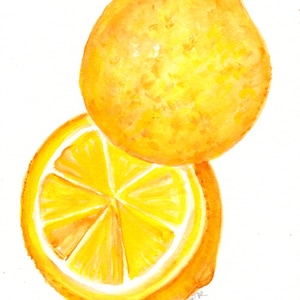 Original Lemons Watercolor Painting 5x7 - Citrus Art for Kitchen Decor, original lemon botanical art
