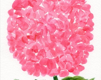 Pink Hydrangeas watercolor painting original, pink floral artwork