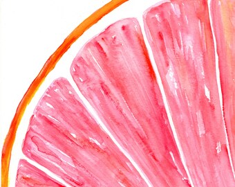 Ruby Red Grapefruit Original Watercolor Painting, Fruit ART, Citrus Fruit  Farmhouse Decor 8 x 10 Modern Minimalism,