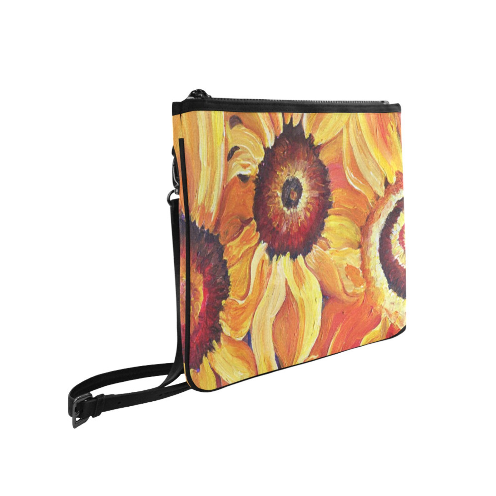 Purse Sunflowers Slim Clutch Bag Shoulder Strap Wristlet Etsy