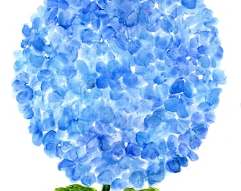 Blue Hydrangea Watercolor Painting Original 8 x 10, watercolor flowers