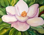 Magnolia watercolor painting original 10 x 12 Flower Wall Art, magnolia artwork, decor, magnolia watercolor flowers