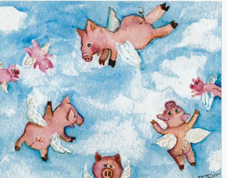 Happy Herd of Flying Pigs 8 X 10 Print, When Pigs Fly - Etsy