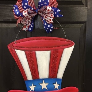 Patriotic-Memorial Day-4th of July Uncle Sam Hat Door Hanger