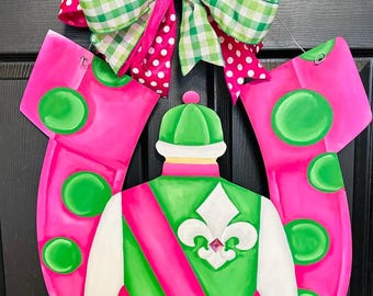 Derby Jockey Silk in Horseshoe Door Hanger
