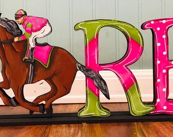 Derby Word Shelf Sitter with Horse and Jockey