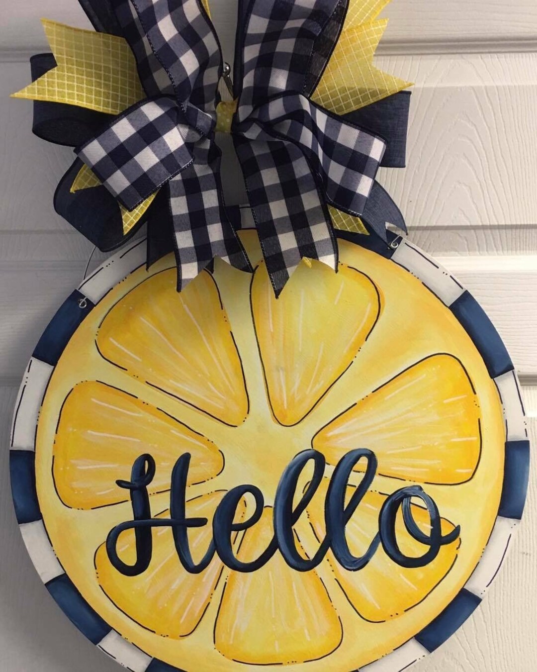 Summer Hello Lemon Door Hanger - Etsy