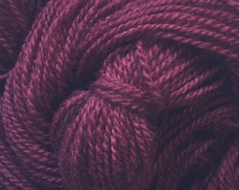 Kettle Dyed DK Weight 2 ply Wool Yarn - Burgundy 1 - 3.7 oz (104.89 g) - 200 yds (182.88 m) - 4 skeins - plus 1 each of 2 smaller skeins