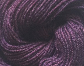 Wool-Camel Blend Sock Yarn-Hand Plied and Dyed-Aubergine 3 - 3 ply