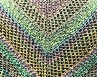 Springtime Garden Shawlette - Luxurious Hand knitted - Soft Wool - Spring Colors - OOAK
