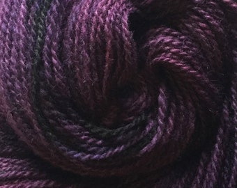 Kettle Dyed DK Weight 2 ply Wool Yarn - Cool Aubergine 1 - 4.85 oz (137.5 g) - 230 yds (210.312 m)