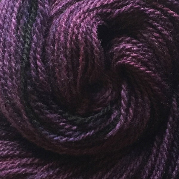 Kettle Dyed DK Weight 2 ply Wool Yarn - Cool Aubergine 1 - 4.85 oz (137.5 g) - 230 yds (210.312 m)