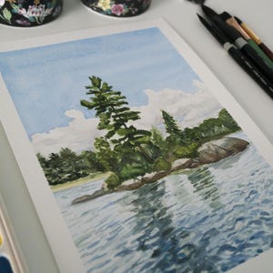 Original Watercolour Painting - &quot;Silent Lake&quot; | 8.5x11&quot; Canadian Landscape Art, Provincial Park