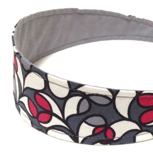 Headband Reversible Fabric Black, Gray, Red, White Mod Floral Print Headbands for Women CLAUDIA image 2