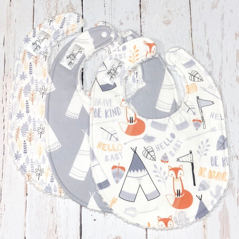 Woodland Animals Baby Boy Bibs Set of 3 Triple Layer Etsy