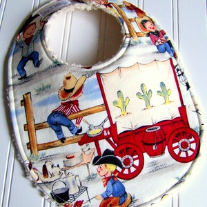 Baby Bibs for Baby Boy Triple Layer Chenille Lil Cowpoke Cowboys image 3